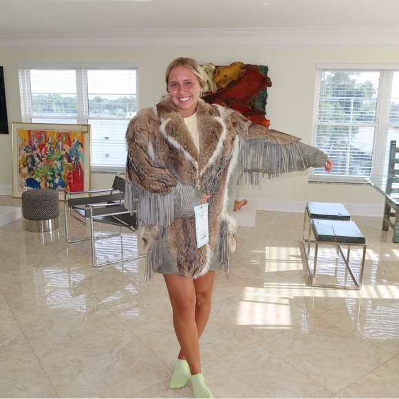 schultz & m. blaustein coyote and leather fur coat - Picture 10 of 13